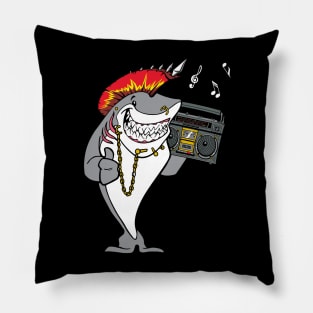 Punk Rock Music Shark With Boombox Pillow