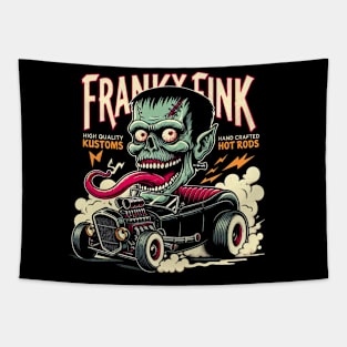 Custom Rod Frankenstein - Retro Creepy Cute Kustom Cars Classic Monster Tapestry