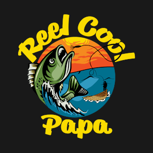 Reel Cool Papa Fisherman. Perfect for the Bass Fisherman, fishing rod graphic. T-Shirt