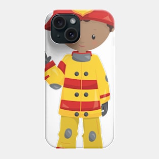 African American Boy, Fireman, Firefighter, Helmet Phone Case