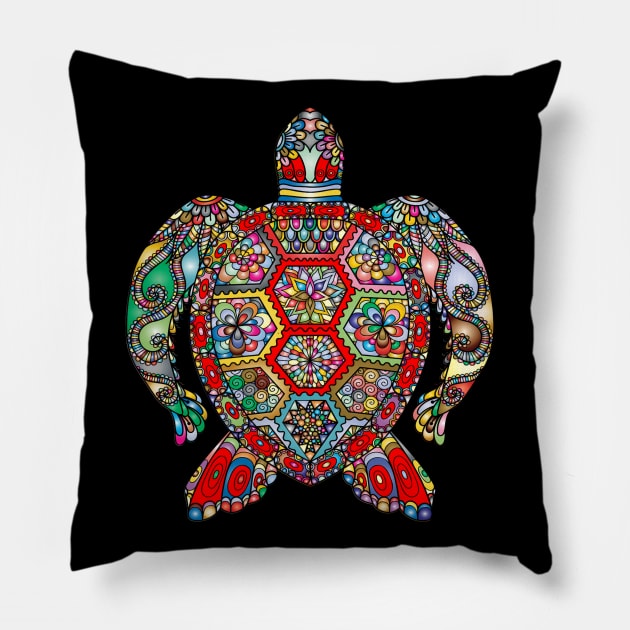 colorful turtle art Pillow by creativeminds