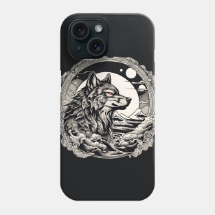 Vintage Japanese Tattoo Art Moonlight Mountain Wolf Phone Case