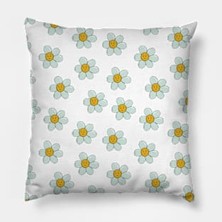 Retro print with smiling chamomiles Pillow