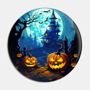 Spooky Halloween Hunted Castle Pin