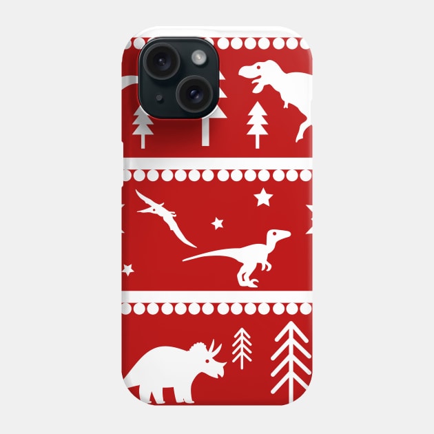 Another Dinosaur Fair Isle Pattern (Red) Phone Case by ziafrazier