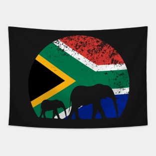 Elephant South Africa Flag Moon on Safari Tapestry