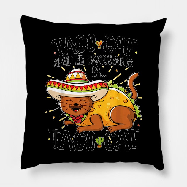 Cute Cat Anagram Op, Acocat Spelled Backwards Is Aco Cat Pillow by family love forever