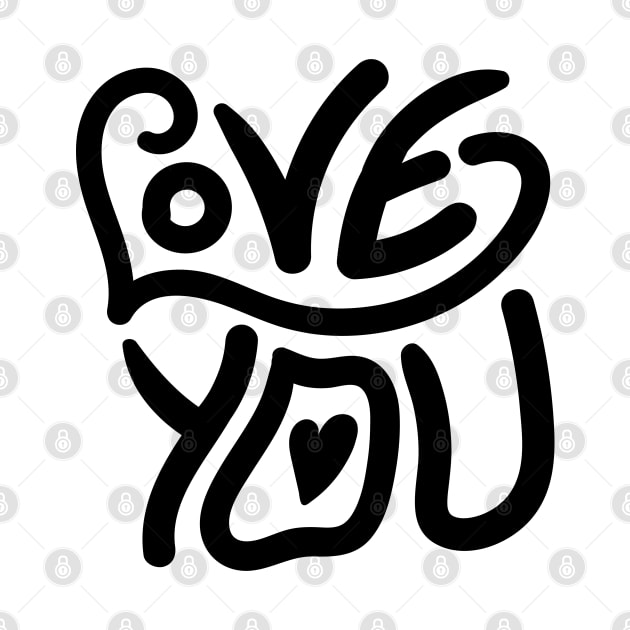 Love You Lettering Black by Wahyuwm48