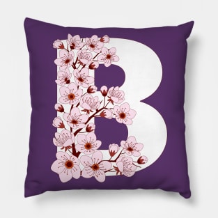 Colorful capital letter B patterned with sakura twig Pillow