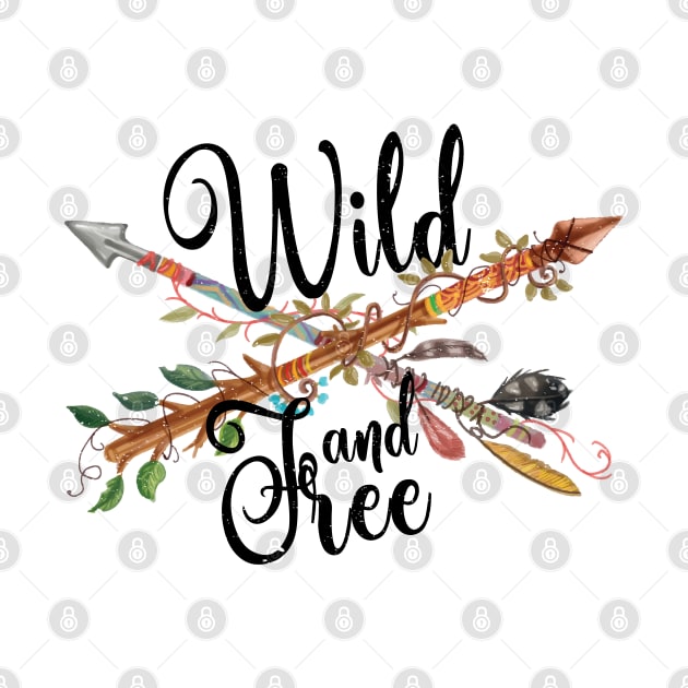 Wild and Free design Boho Style with Feather by merchlovers