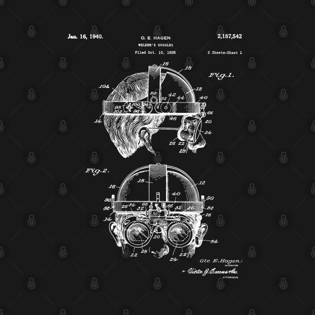 Welding Goggles Patent - Welder Art - Black Chalkboard by patentpress