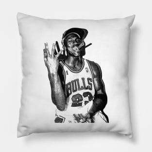 WHITE ART - michael jordan three peat Pillow