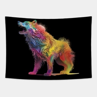 Beware The Rainbow Wolf Tapestry