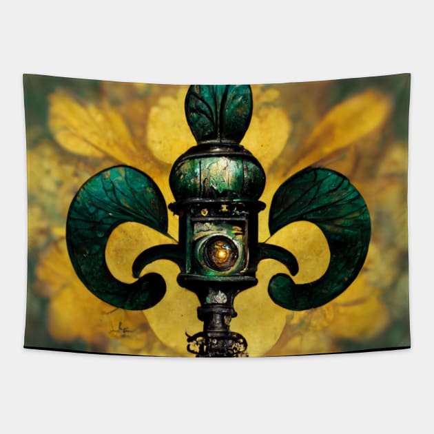 Green Fleur De Lis Tapestry by mw1designsart