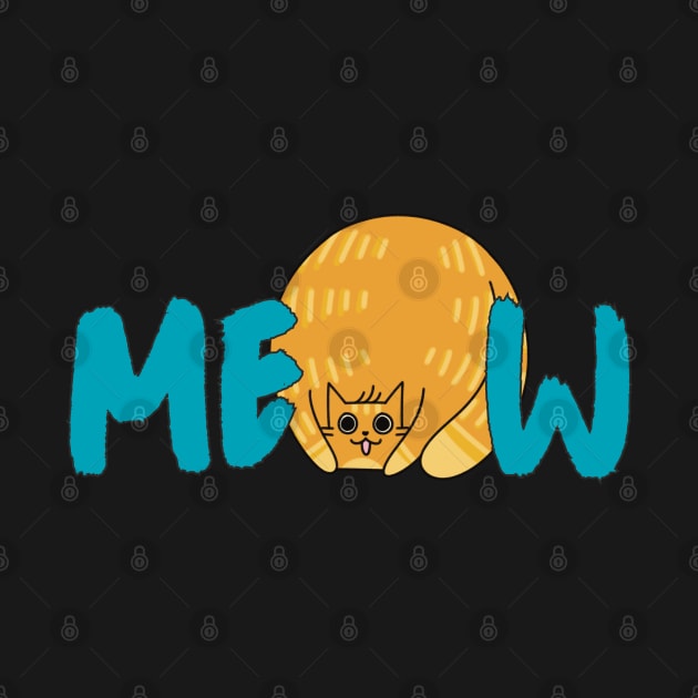 Cute Fat Cat Meow Blue Graphic by Art by Biyan