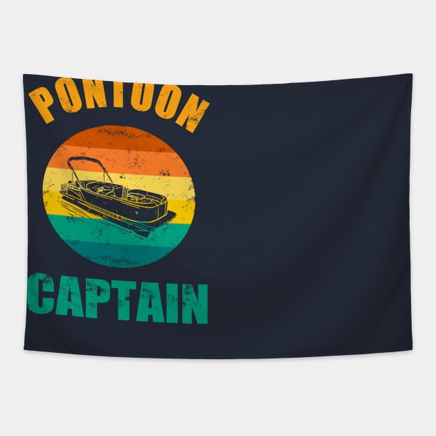 Pontoon Boat Captain Retro Tapestry by Lomitasu