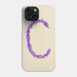 Lavender Letter C Hand Drawn in Watercolor and Ink Phone Case