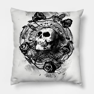 Aztec Skull - Traditional Black Mexican Calavera Tattoo Pillow