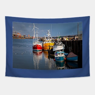 Fishing boats in harbour Tapestry