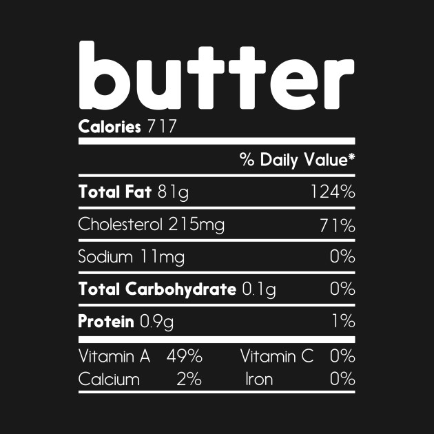 Disover Butter Nutrition Facts Funny Thanksgiving Christmas Costume - Butter Nutritional Facts Thanksgiving - T-Shirt
