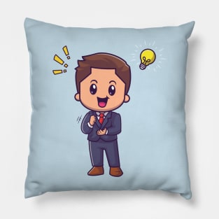 Cute Man Get An Idea Cartoon Pillow