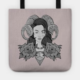 Dark Horned Woman Tote