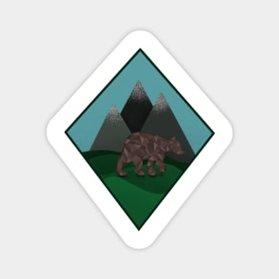 Geometric Bear and Mountains Magnet