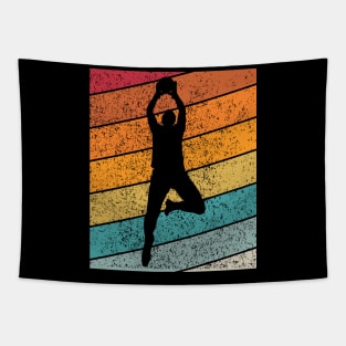 Basketball Slam Dunk Outdoor Sports Retro Sunset Design Tapestry