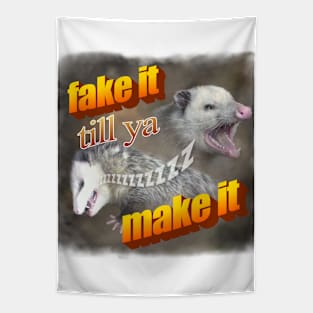 Fake It Possum Meme Tapestry