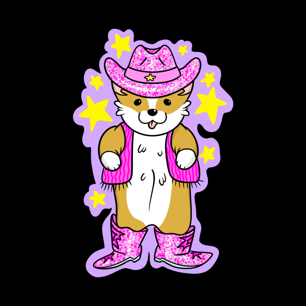 Cute Pink Cowboy Corgi by IhateDumplings