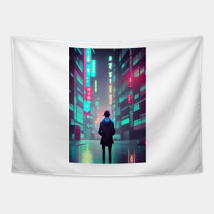 A Cool Man Tokyo Neon Anime Japan Night Street Vibes <3 Tapestry