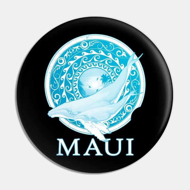 Humpback whales Shield of Maui Pin by NicGrayTees