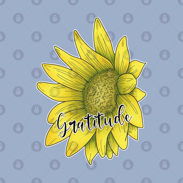 Gratitude Typography Quote Sunflower by jeric020290