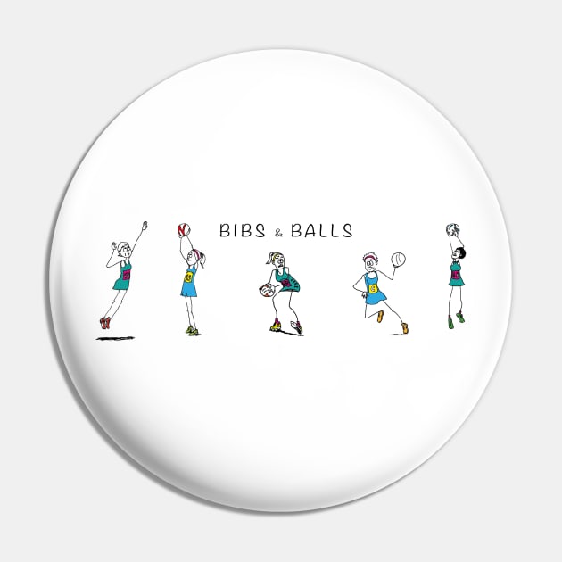 Netball - Bibs & Balls Pin by dizzycat-biz