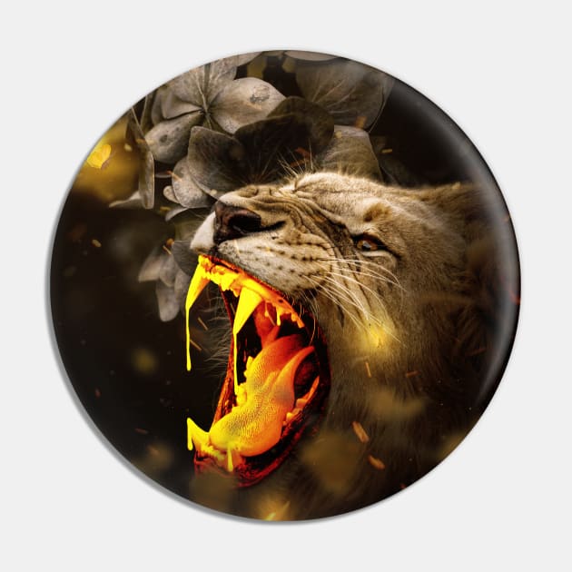 Gold Lion Pin by milos_creative_art