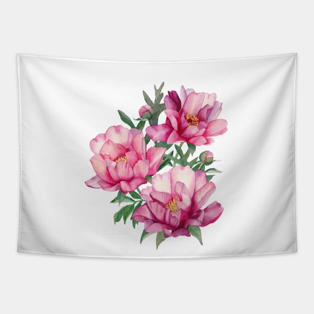 Watercolor bouquet of peonies Tapestry by InnaPatiutko