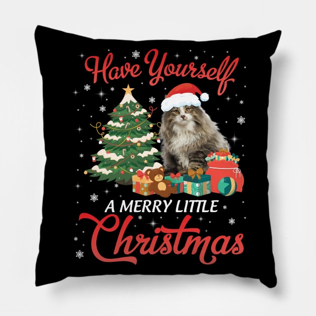 Norwegian Forest Cat Have Yourself A Merry Little Christmas Merry Xmas Noel Day Cat Mom Dad Pillow by Cowan79
