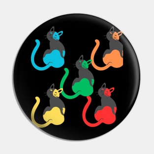 Geometric Cats artline Colorful Cute Abstract Retro Design Pin