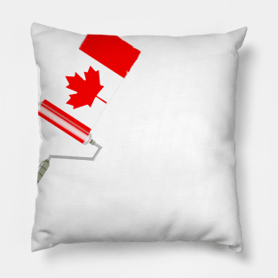 Paint Roller Canadian Flag Pillow