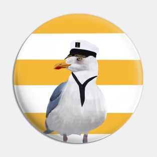 Captain Seagull on Yellow Stripes Pin