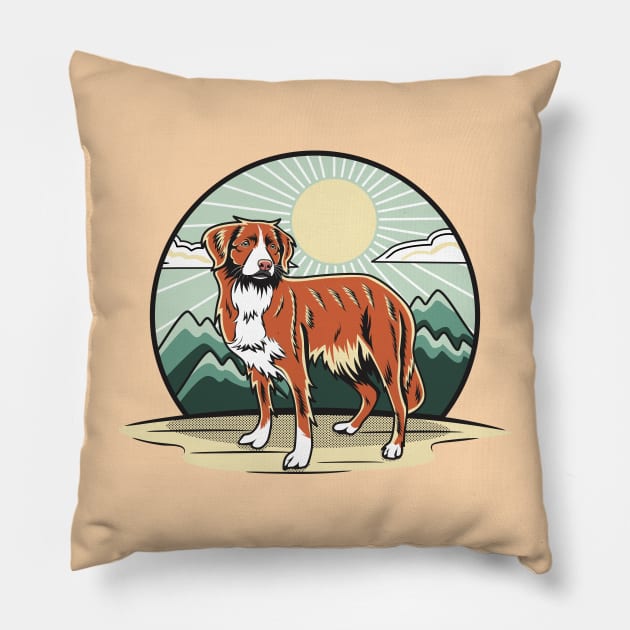 Toller Nova Scotia Duck Tolling Retriever Hiking Day Pillow by welovetollers