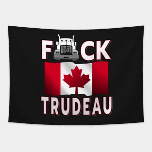 F-CK TRUDEAU SAVE CANADA FREEDOM CONVOY OF TRUCKERS WHITE Tapestry