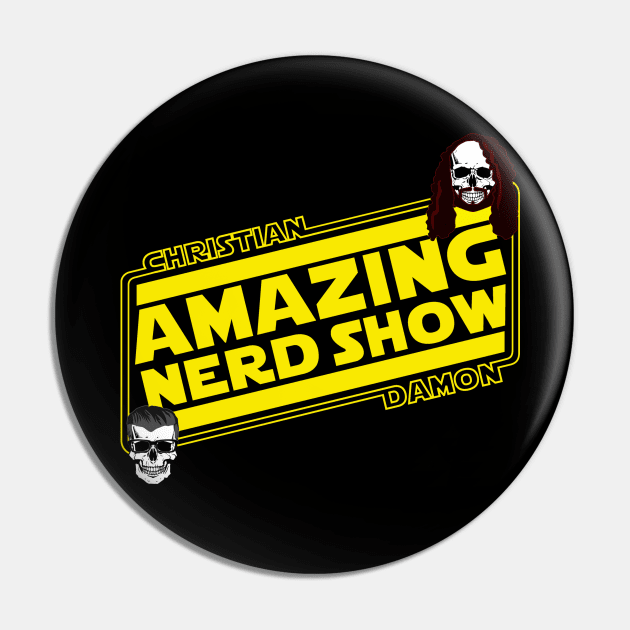 Yellow Amazing Nerd Show Skull Logo Pin by The Amazing Nerd Show 