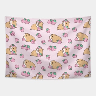 Pink Guinea Pig and Strawberry Pattern Tapestry