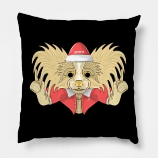 santa papillon dog Pillow