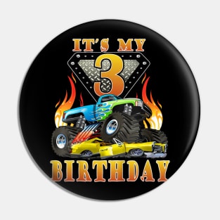 Kids Monster Truck 3 Year Old 3Rd Birthday Boy Monster Car Pin