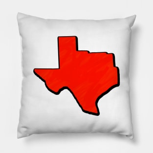 Bright Red Texas Outline Pillow