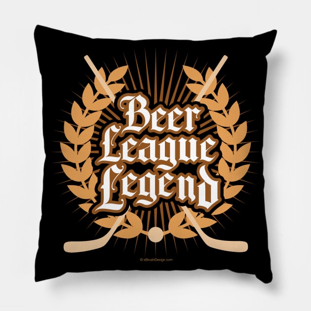 Hockey Beer League Legend Pillow by eBrushDesign