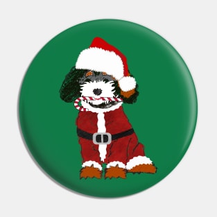 Cute Cartoon Bernedoodle Santa Dog Pin