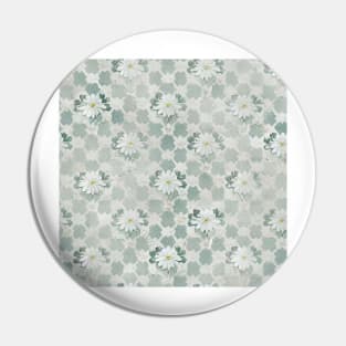 Blue Rustic Blue and White Floral Pattern Pin